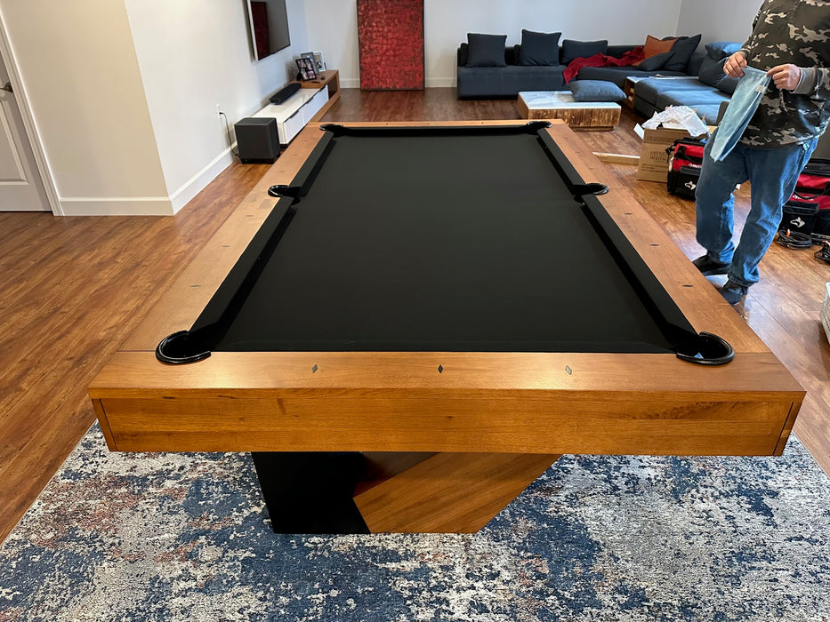 annex pool table walnut finish black cloth foot rail