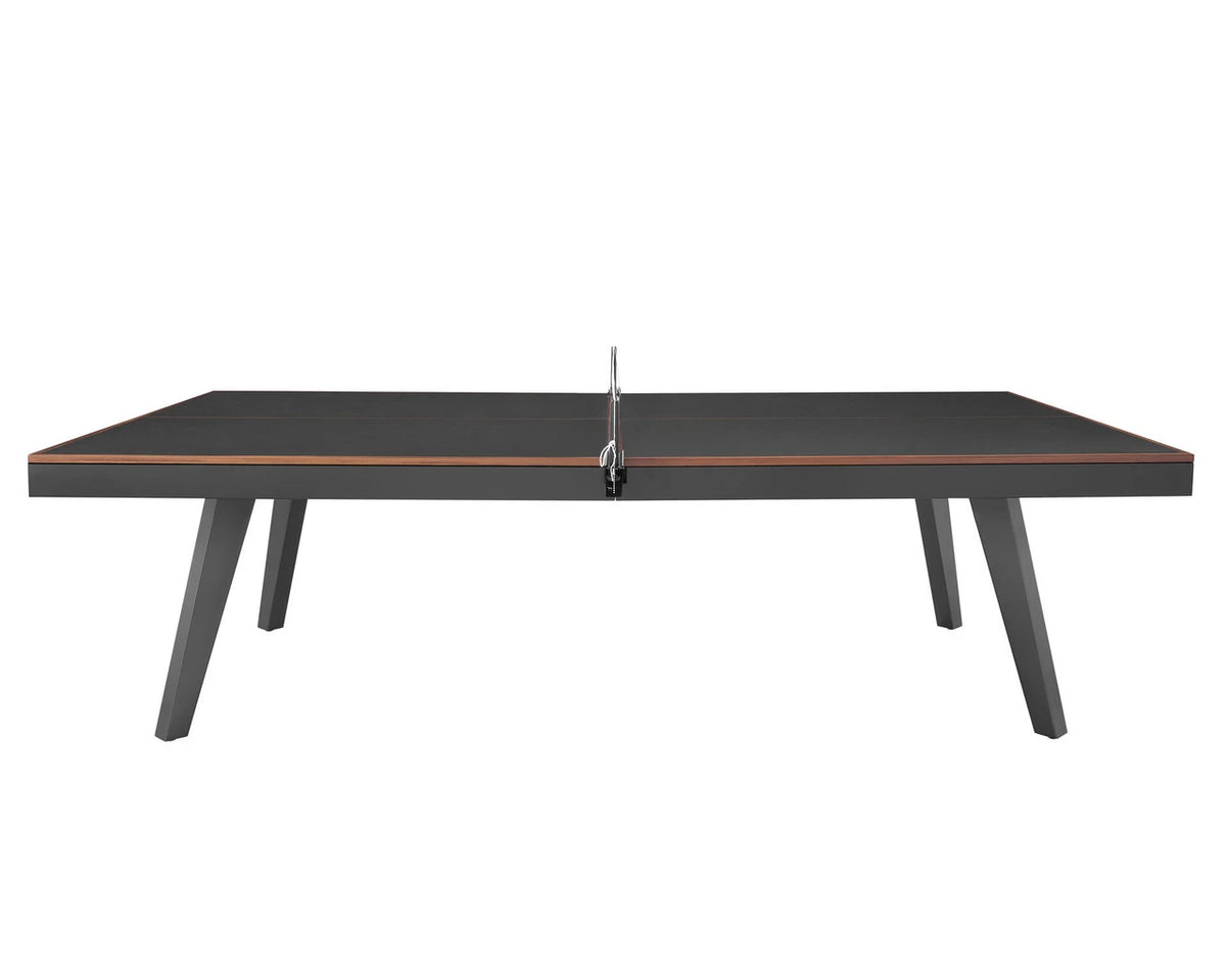Plank and Hide Harper Ping Pong Table black and walnut finish side view stock