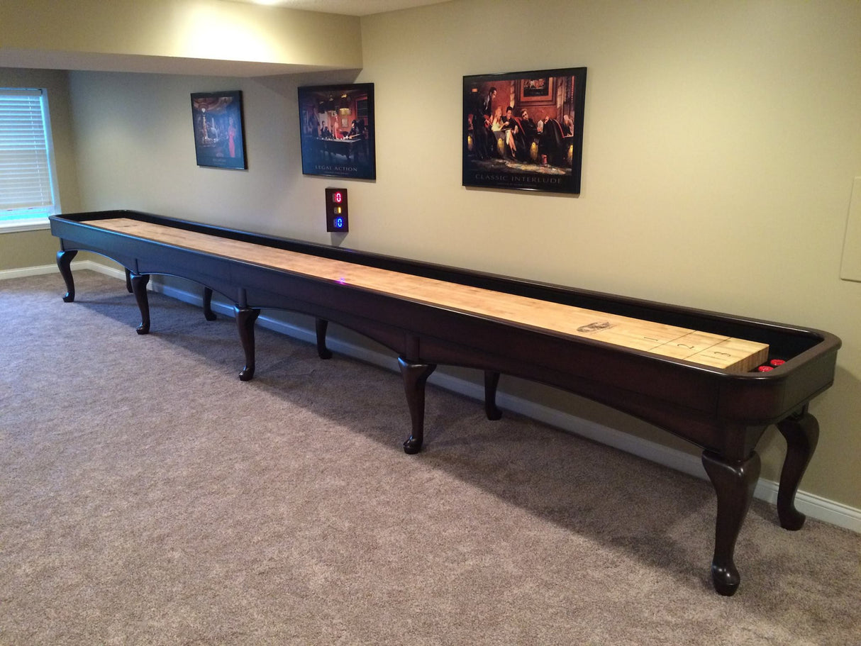 Eclipse shuffleboard Heritage Cherry with Eclipse spoon legs