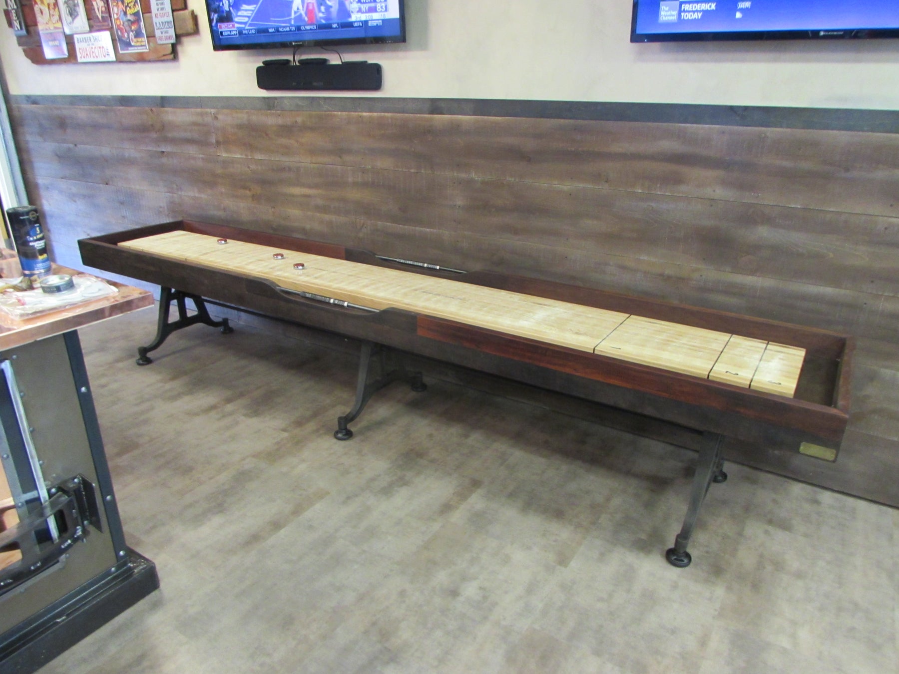 Restoration Iron Shuffleboard Table installed in Frederick Maryland