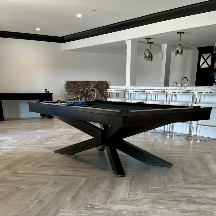 Plank and Hide Felix pool table and shuffleboard installed in Baltimore Maryland