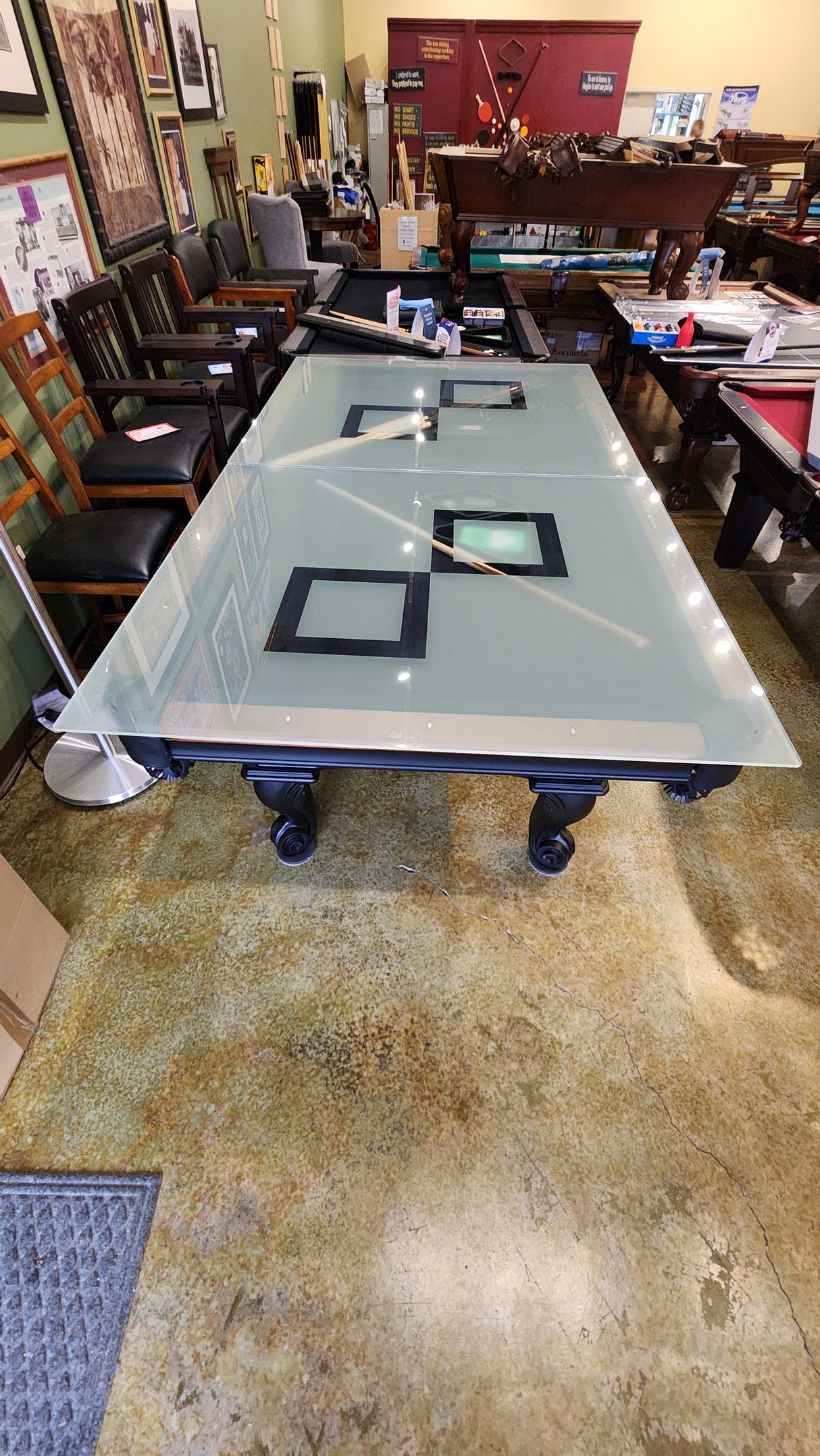 Glass Pool Table Dining Top