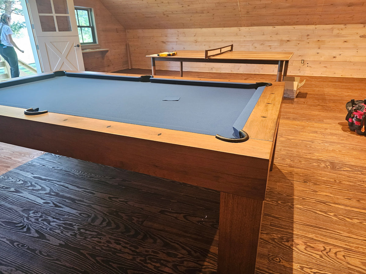 American Heritage Alta pool table 8' walnut finish barn install virginia 3