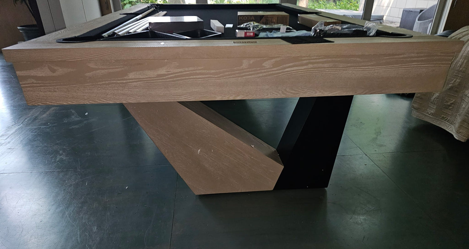 American Heritage Annex Pool Table Natural Ash finish black cloth leg detail