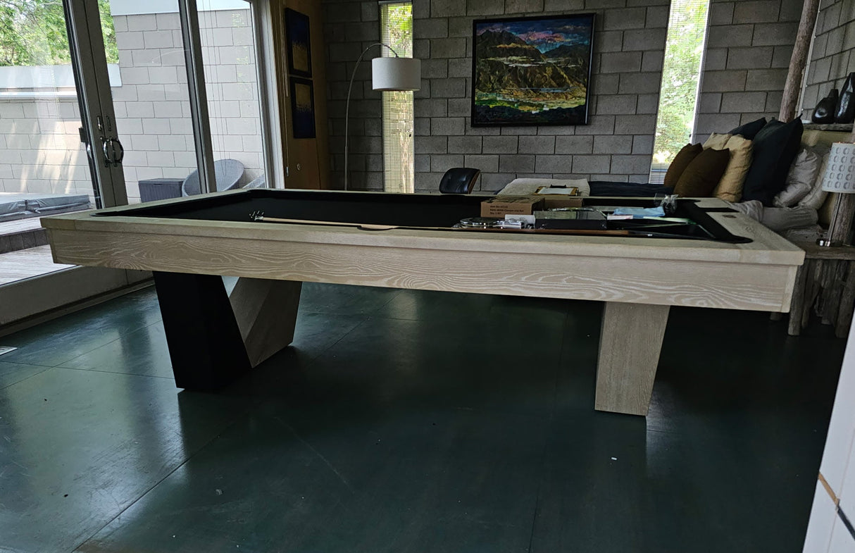 American Heritage Annex Pool Table Natural Ash finish black cloth side view
