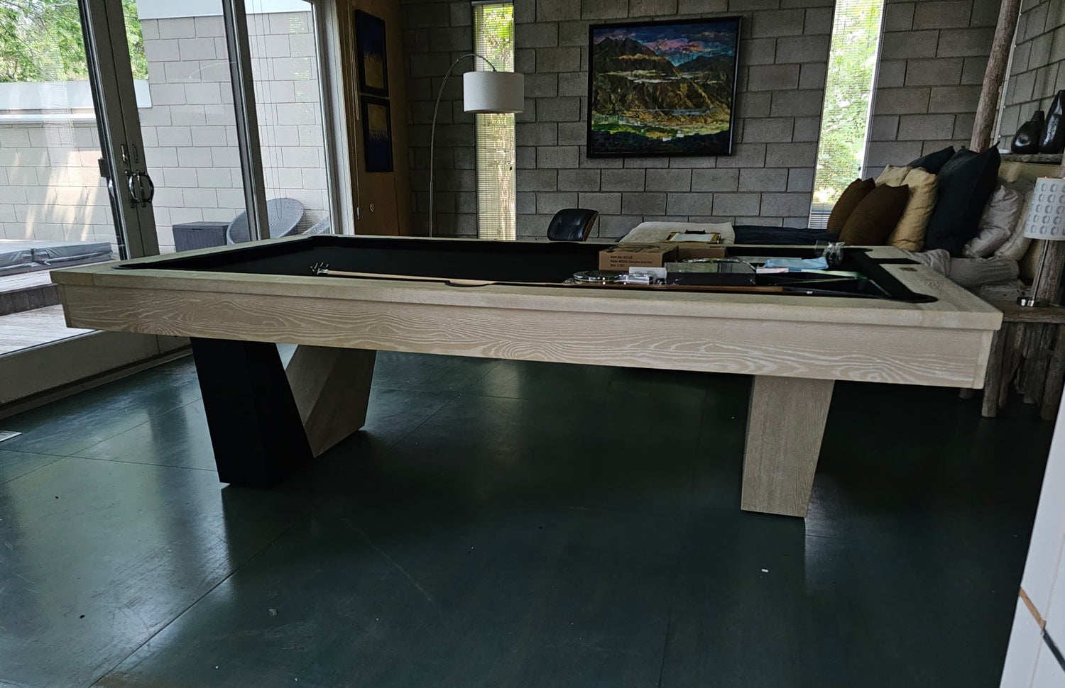 American Heritage Annex Pool Table Natural Ash finish black cloth side view