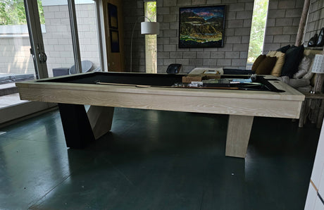 American Heritage Annex Pool Table Natural Ash finish black cloth side view