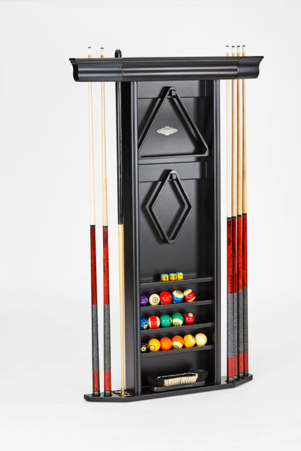 brunswick heritage wall cue rack matte black
