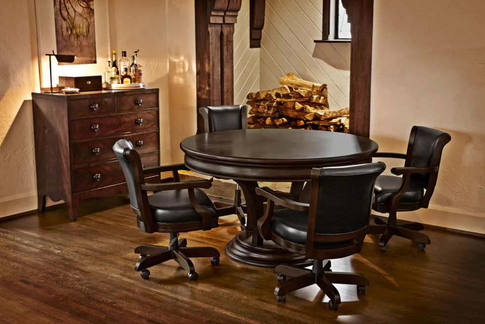 Brunswick centennial game table set espresso room setting