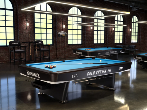 Brunswick Gold Crown VII Black finish pool table room stock