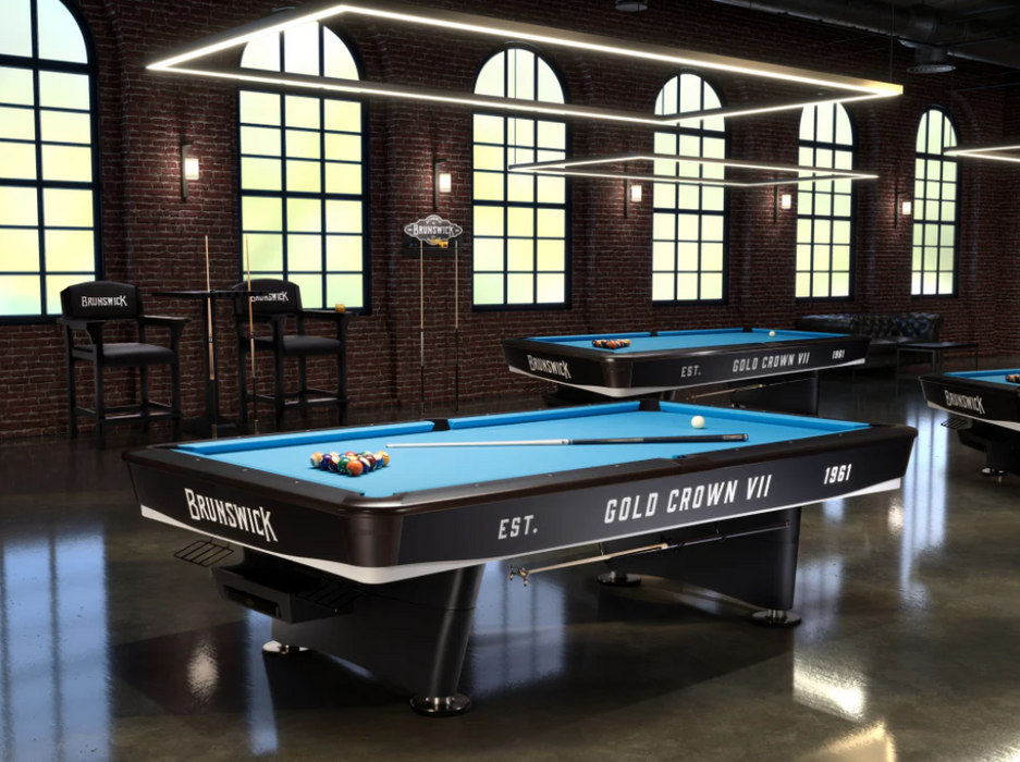 Brunswick Gold Crown VII Black finish pool table room stock