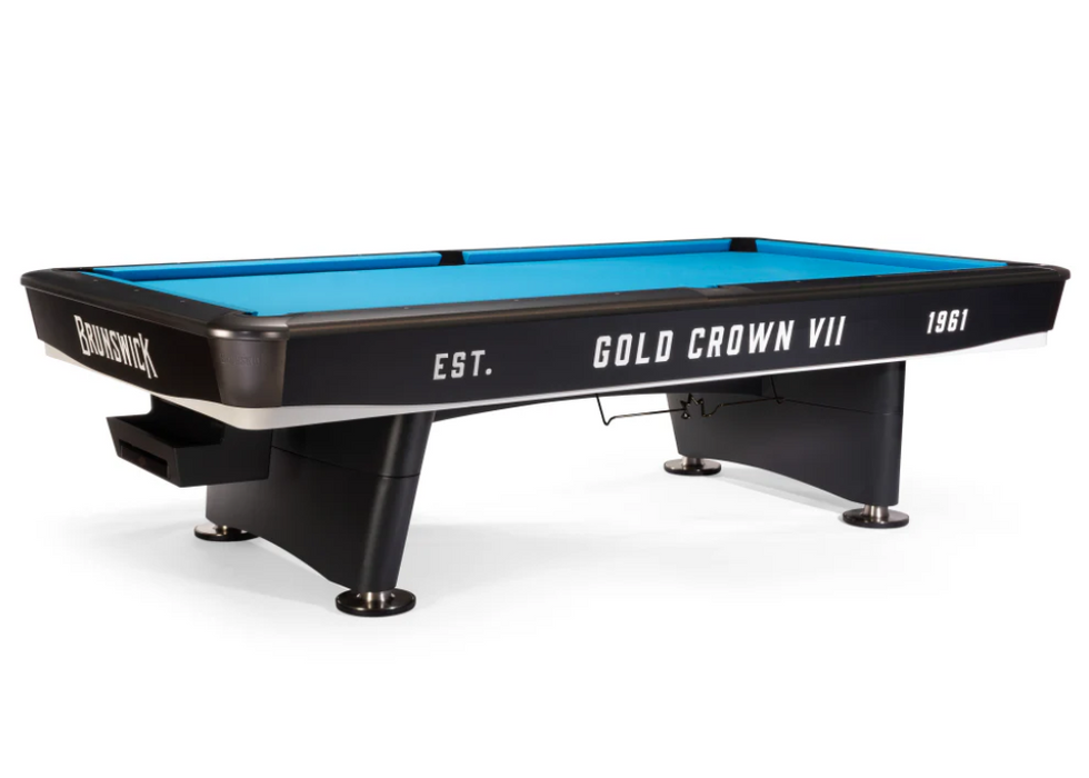 Brunswick Gold Crown VII Black finish pool table stock
