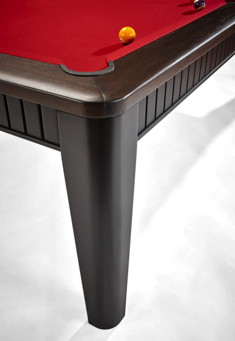 on pool table matte black walnut finish leg detail