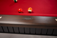 on pool table matte black walnut finish rail detail