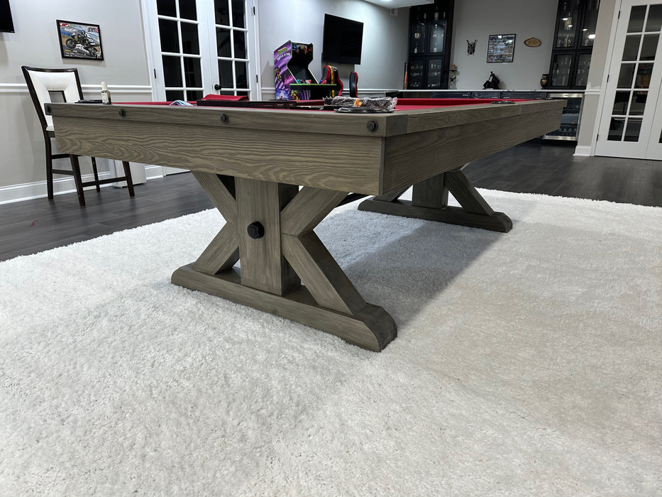 Otis pool table weathered grey corner detail