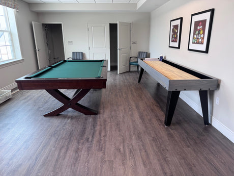 olhausen maverick shuffleboard 9' fossil grey finish room 2