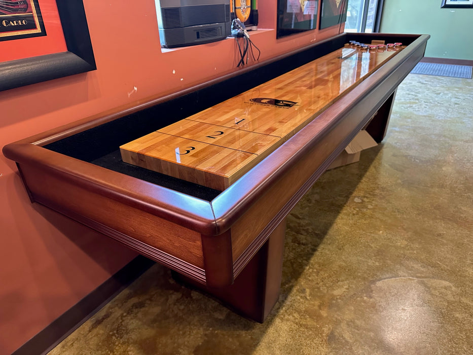 olhausen used 9' york shuffleboard table end 2