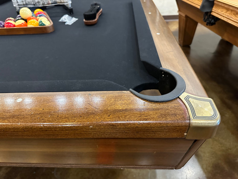used brunswick 8' hawthorn pool table corner