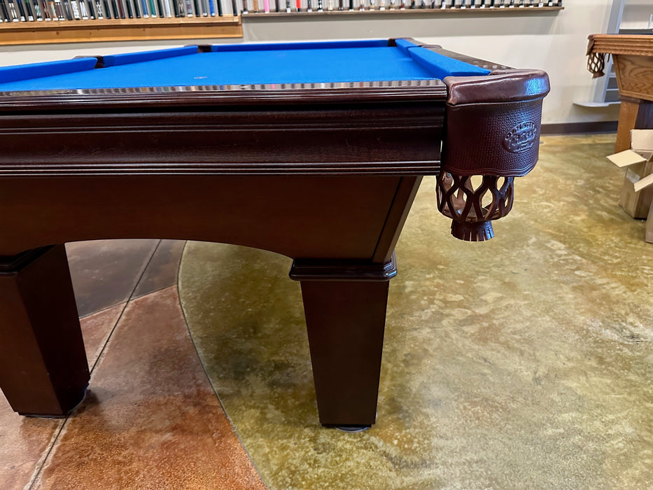 used olhausen belmont cherry 8' pool table  leg detail