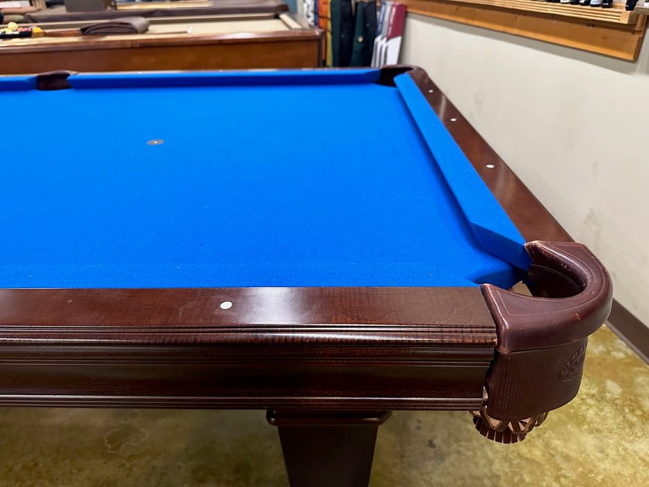 used olhausen belmont cherry 8' pool table  rail detail