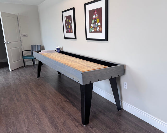 olhausen maverick shuffleboard 9' fossil grey finish room