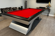 Olhausen millennium pool table brushed aluminum black lacquer room 1