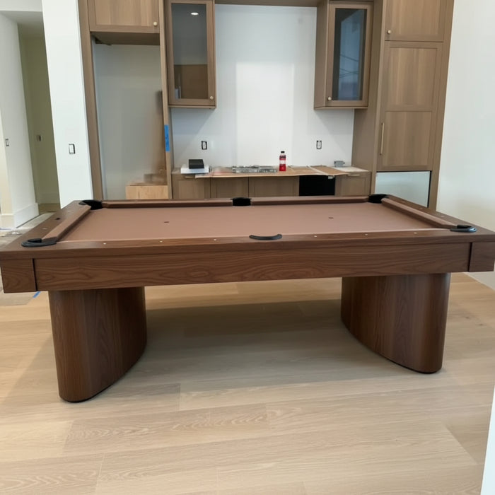 Olhausen oceanside pool table walnut brown finish side view