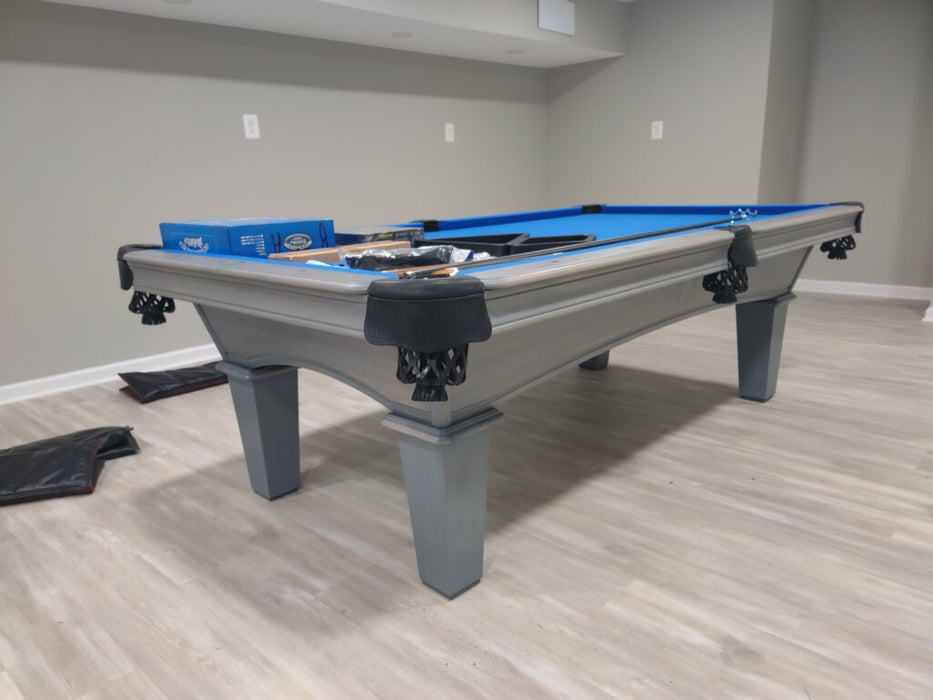Olhausen grace pool table fossil grey euro blue cloth