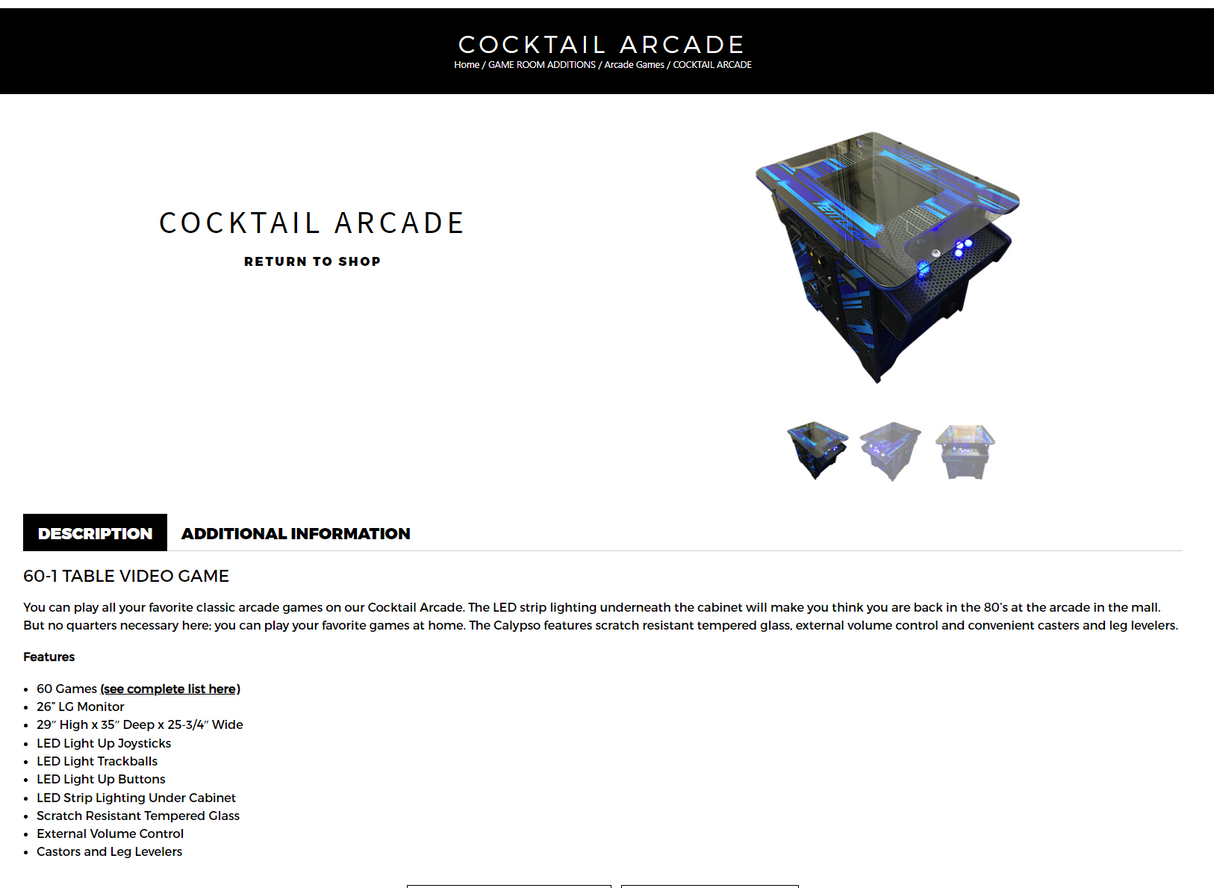Olhausen Cocktail 60-in-1 Arcade Table