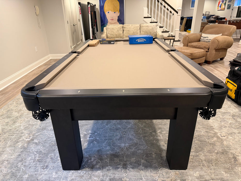 olhausen metro pool table 8' charcoal finish end view