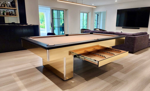 Olhausen monarch pool table polished brass with drawer main