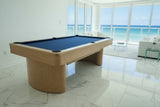 Olhausen surfside pool table sweet honey oak finish marine blue cloth room rendering