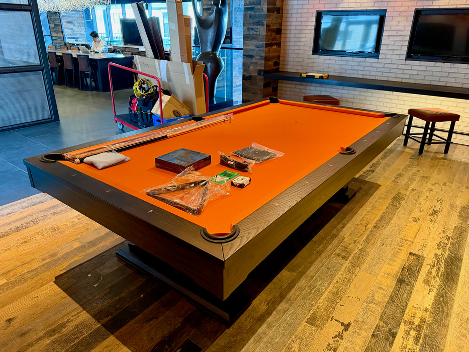 olhausen tustin pool table 9' matte charcoal orange cloth