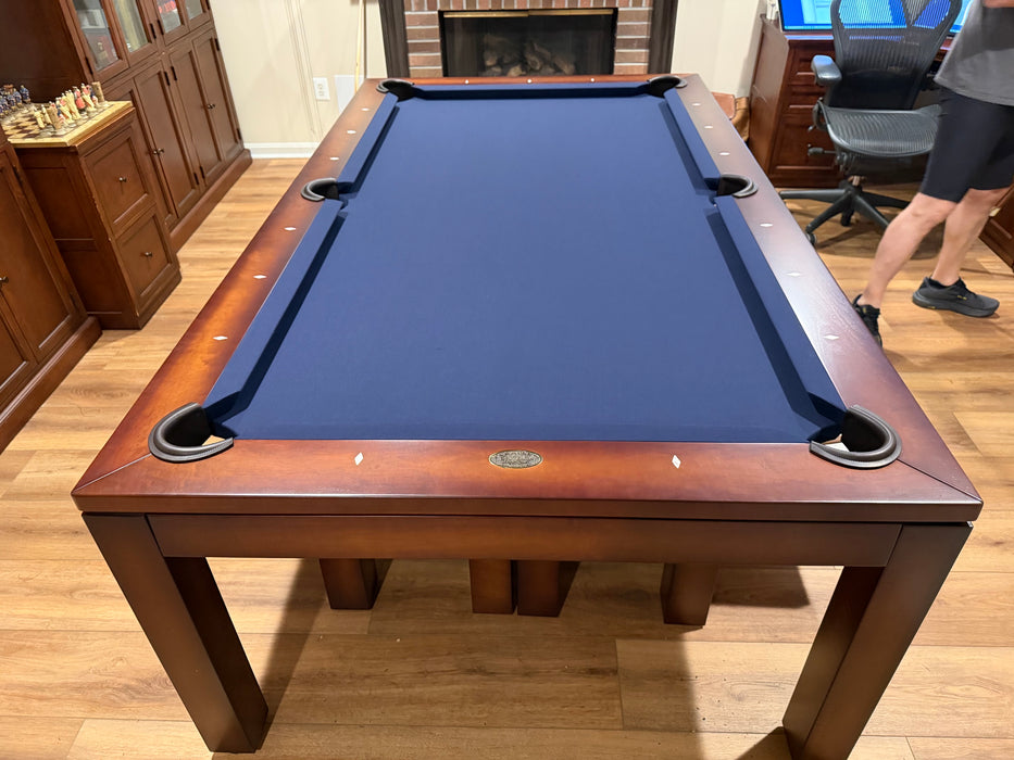 Olhausen townhouse dining pool table 7' Heritage Mahogany end view