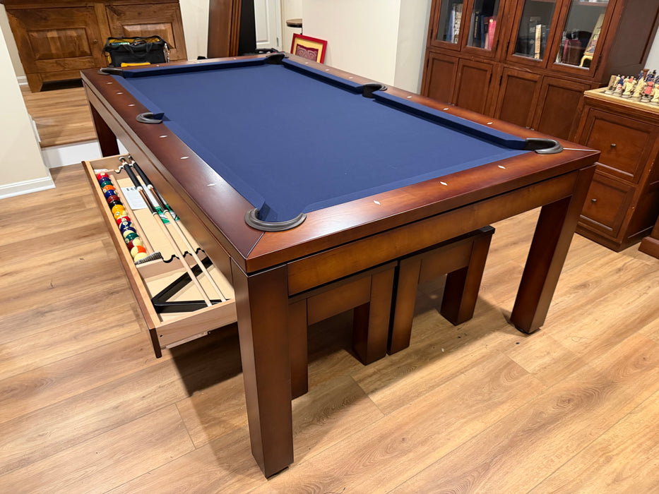 Olhausen townhouse dining pool table 7' Heritage Mahogany corner view