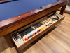 Olhausen townhouse dining pool table 7' Heritage Mahogany storage bench
