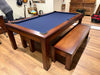 Olhausen townhouse dining pool table 7' Heritage Mahogany with storage benches