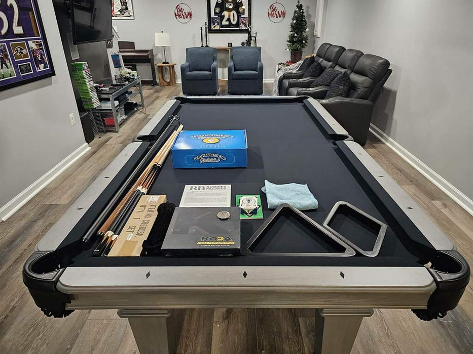 Olhausen grace pool table matte fossil grey finish black cloth 2