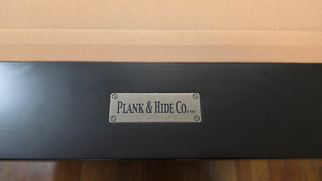 Plank and Hide Deco 8' Pool Table Black finish Camel Cloth rail detail
