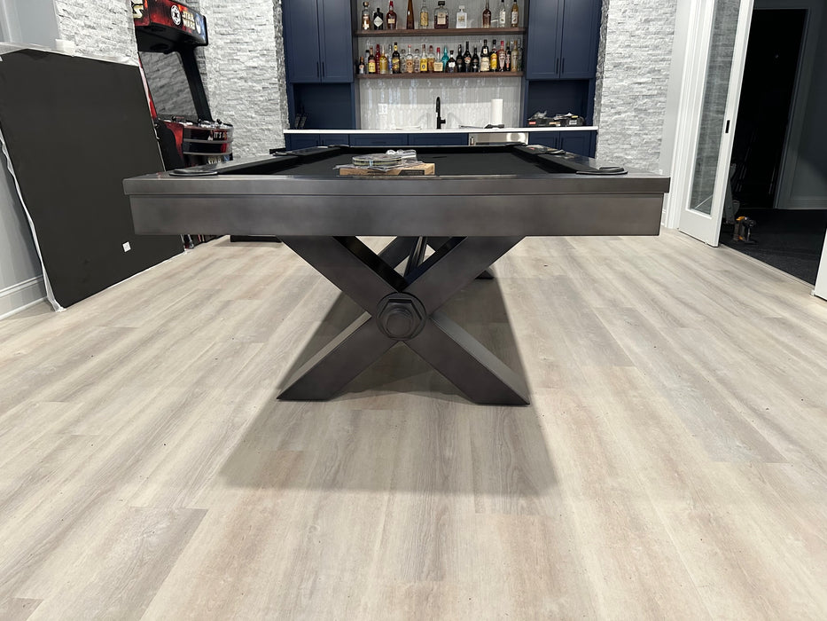 Plank and Hide Vox steel pool table modern room end