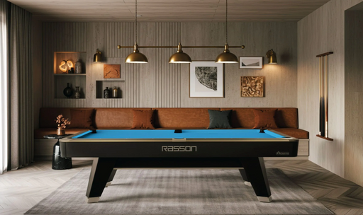 Rasson Acurra Pool Table strong black finish room rendering 2