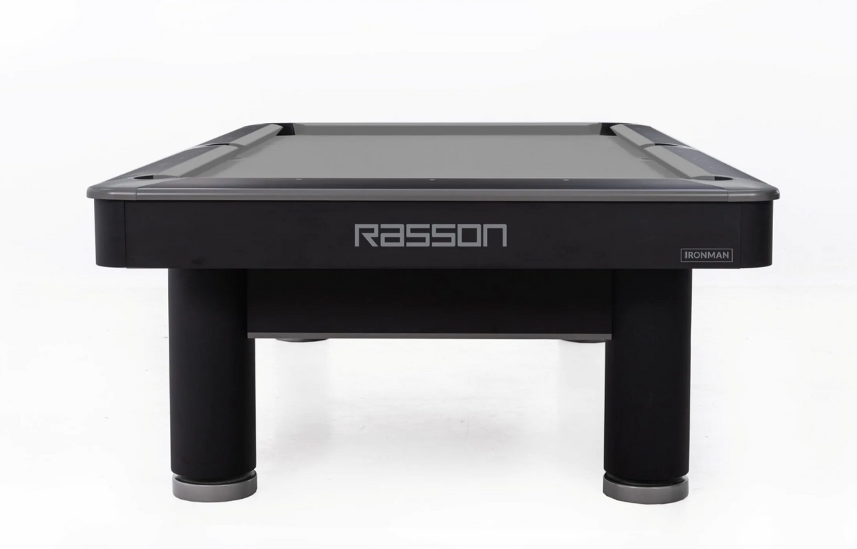 Rasson Iron Man pool table end view stock