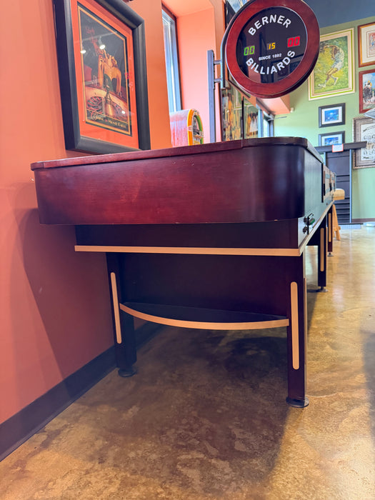 used Berner Pro 12' shuffleboard table leg detail