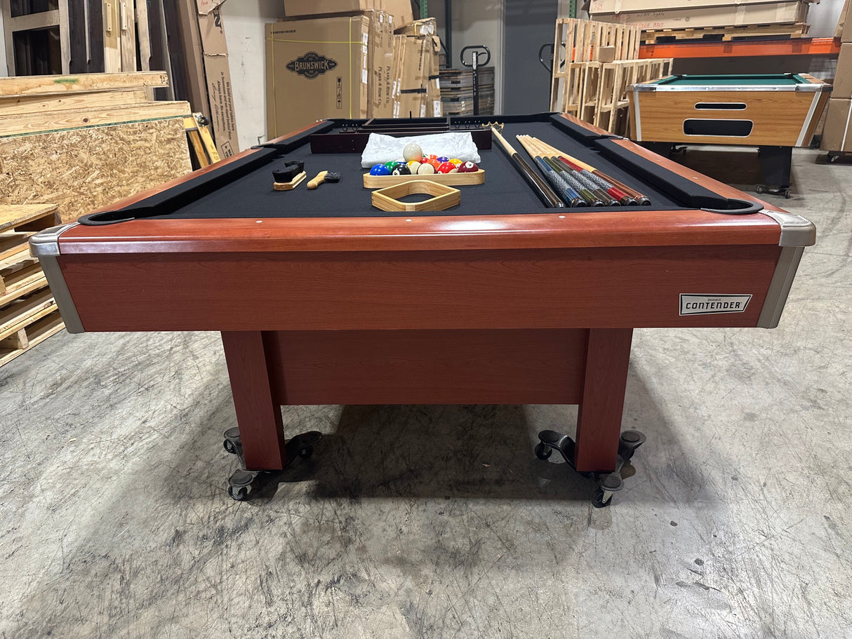 used Brunswick Contender 8' Pool Table end view