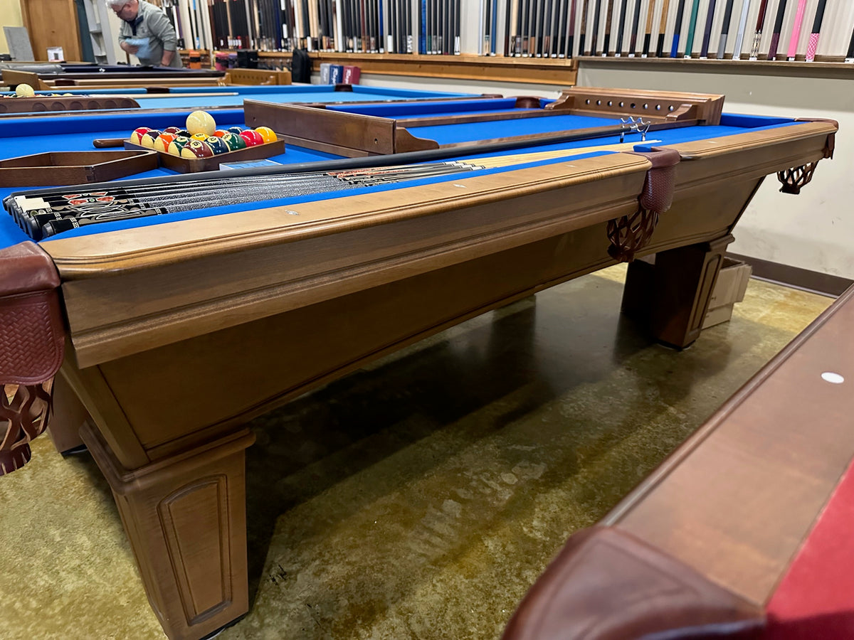 Used Olhausen Classic 8' American Walnut pool table side view