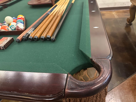 Used Olhausen Eclipse 8' Cherry pool table rail detail