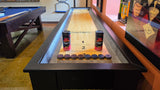 Used Plank and Hide 12' Fulton Shuffleboard Table end view 2