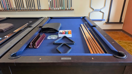 Used plank and hide 8' McCormick pool table smokehouse finish rail detail