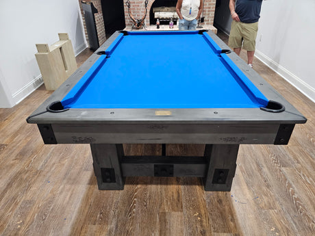 American heritage fresco pool table euro blue cloth end view