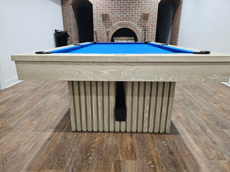 vancouver pool table natural ash finish euro blue cloth leg detail